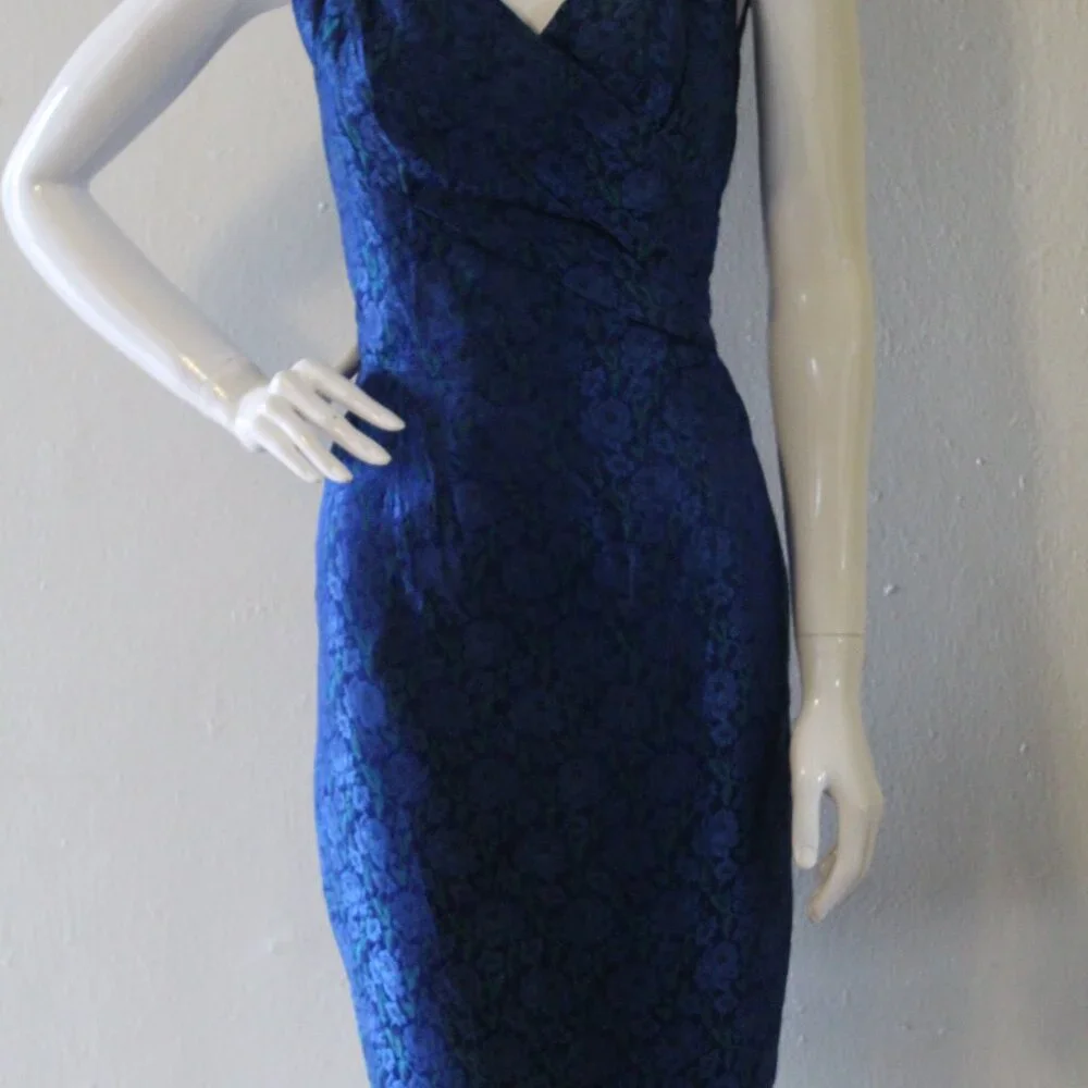 Blue Vintage 1950s Vintage Brocade Dress - Picture 6 of 9